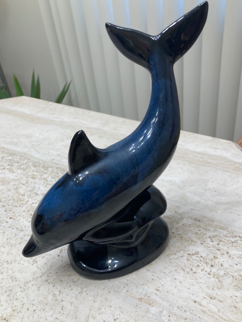 Blue Mountain Pottery Dolphin Figurine Blue